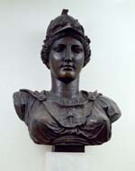 Sculpted bust of Minerva as wavy-haired woman